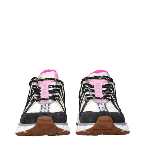 Versace Athletic Sneakers – White Fabric Running Shoes with Logo Details for Women